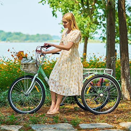 Viribus Adult Tricycle, 24 Inch, 7 Speed, 3 Wheel With Baskets