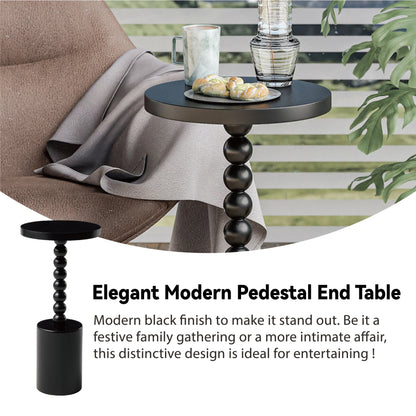 Wood Round Pedestal End Table With MDF Top And Solid Fir Wood Base