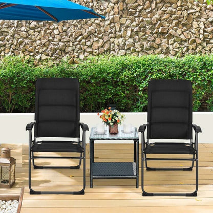 2 Pack Folding Patio Chairs, 7 Position Adjustable Outdoor Sling Recliner Camping Chairs