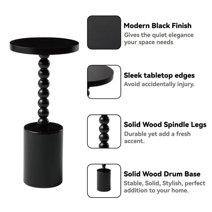 Wood Round Pedestal End Table With MDF Top And Solid Fir Wood Base
