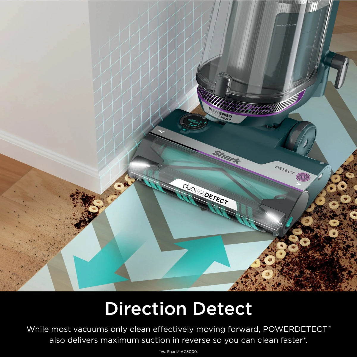 Shark POWERDETECT Upright Vacuum With DuoClean Detect, Black/Teal - AZ4000